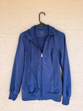 Cherokee Infinity Zip-Up Scrub Jacket, Navy Blue, Women's Size XS